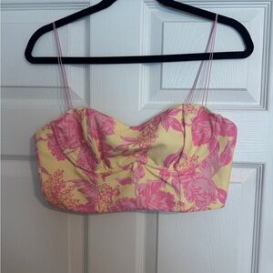Floral Pink and Yellow Bustier Top